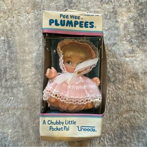 Hard to Find New in Box Uneeda Pee Wee Plumpees Doll w/Pink polka Dot Dress